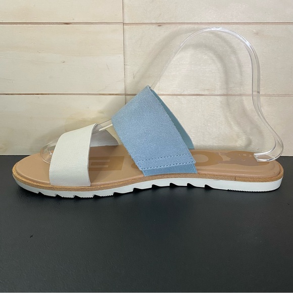 Sorel Ella 2 Slide Sandals Women's Size 7 Shoes Blue White Leather NL4662-461 - Picture 2 of 10